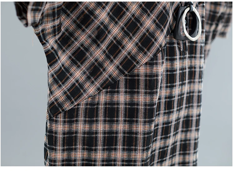 

Literary Ladies Dresses Plaid Robe Longue Femme Cotton Hemp Vestidos De Fiesta De Noche Casual Women's Summer Sundress