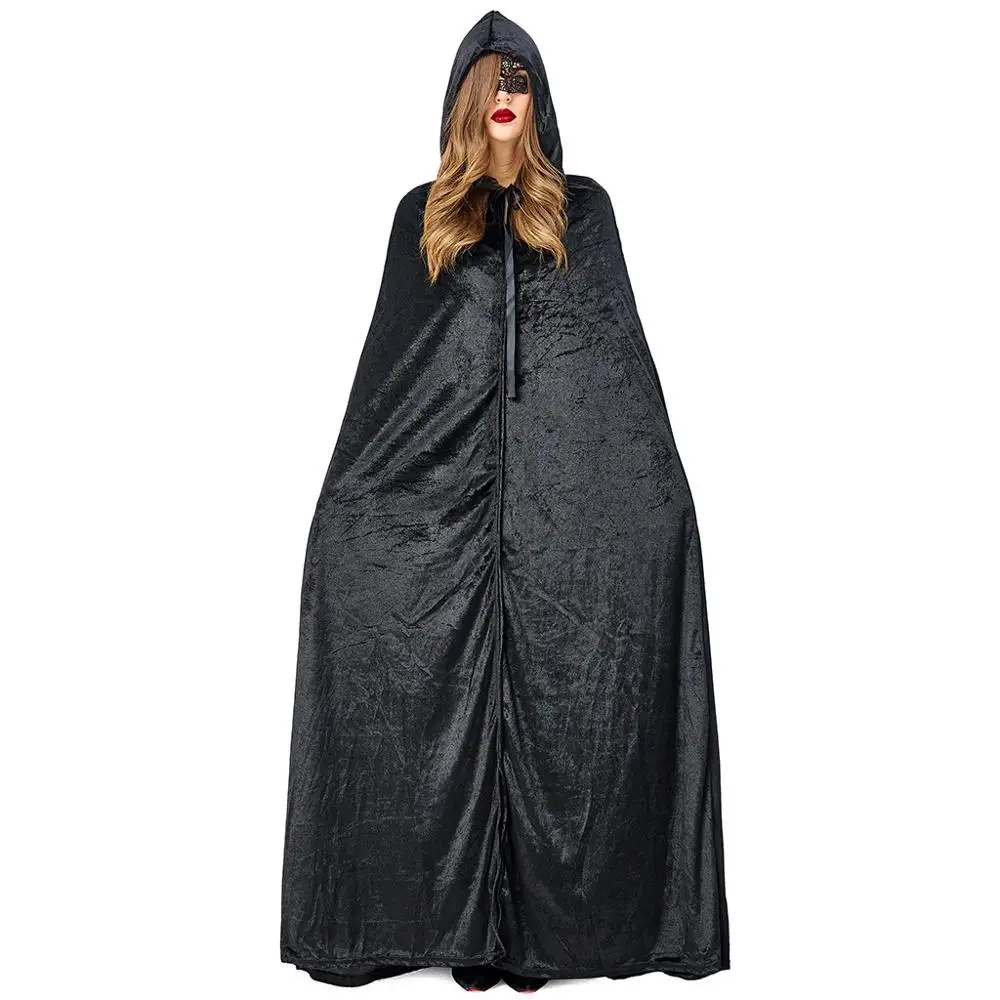 Женская накидка с капюшоном Готическая однотонная на Хэллоуин пончо праздничный
