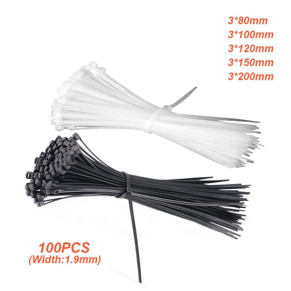 Самоблокирующиеся Нейлоновые кабельные стяжки белые черные 3*80/100/100/120
