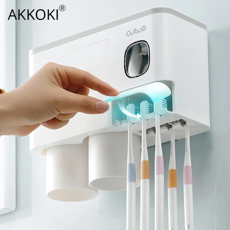 

Magnetic Toothbrush Holder Adsorption Inverted Toothpaste Dispenser Wall Mount Makeup Storage Rack for Bathroom Accessories Set