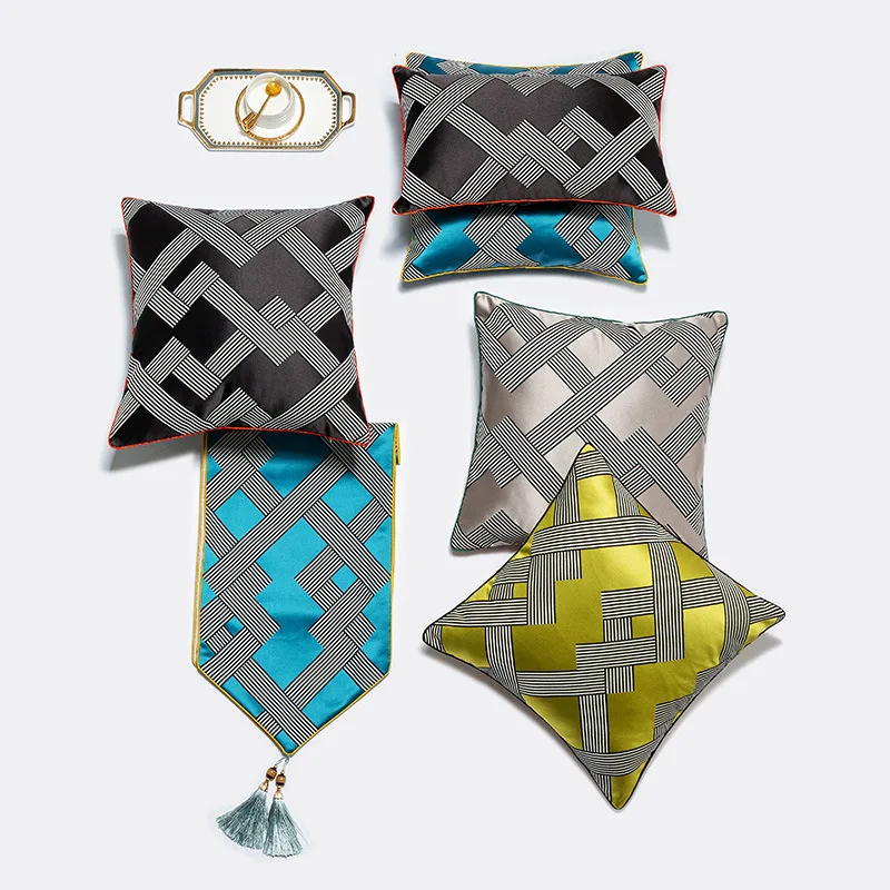 

Роскошная Супер Изысканная вышитая наволочка для подушки геометрический спрей зелёные наволочки на подушки стул диван Отель декоративная ...