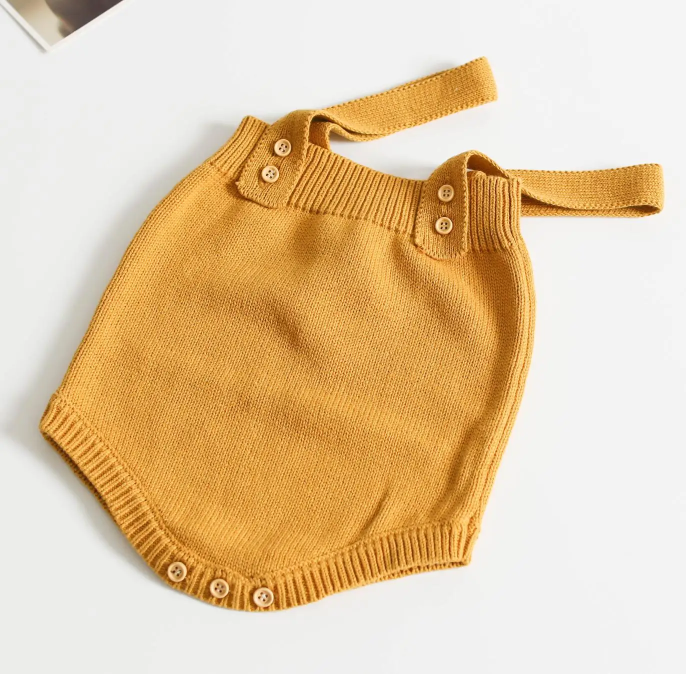 yellow romper Детские вязаные детские комбинезоны милые комбинезоны одежда для новорожденных девочек и мальчиков Детский комбинезон без рукавов для маленьких девочек и мальчиков, комбинезон для детей от 0 до 24 месяцев - Цвет: yellow romper