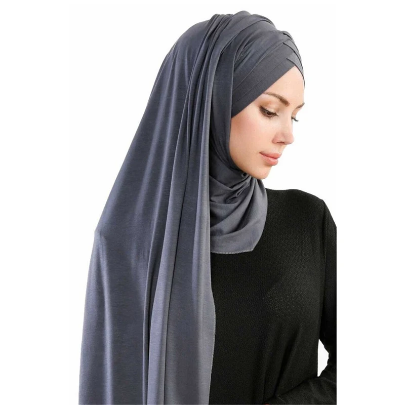 

2020 New Women Jersey Scarf Soft Plain Cotton Instant Hijab Shawls and Wraps foulard femme muslim Hijabs Ready To Wear Headscarf