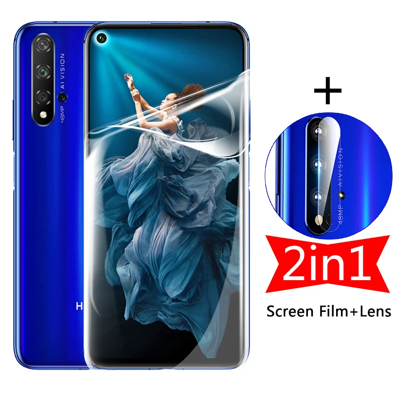 Гидрогелевая мягкая пленка 2 в 1 для Huawei Honor 10i, 10 Lite, 20 Light, 20S, 9a, 8x, 9x, 20Pro, 20Lite, защита экрана, объектива камеры