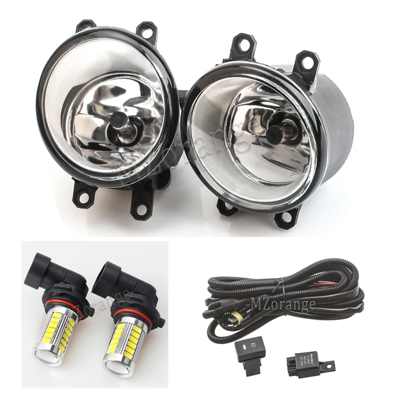 LED fog and wires Туман светильник s для Защитные чехлы для сидений, сшитые специально для Toyota Corolla Ractis Camry 2003- светодиодный Галогенные Противотуманные лампы туман светильник для Avensis Verso для Toyota Previa RAV 4 Противотуманные фары светильник s - Цвет: LED fog and wires
