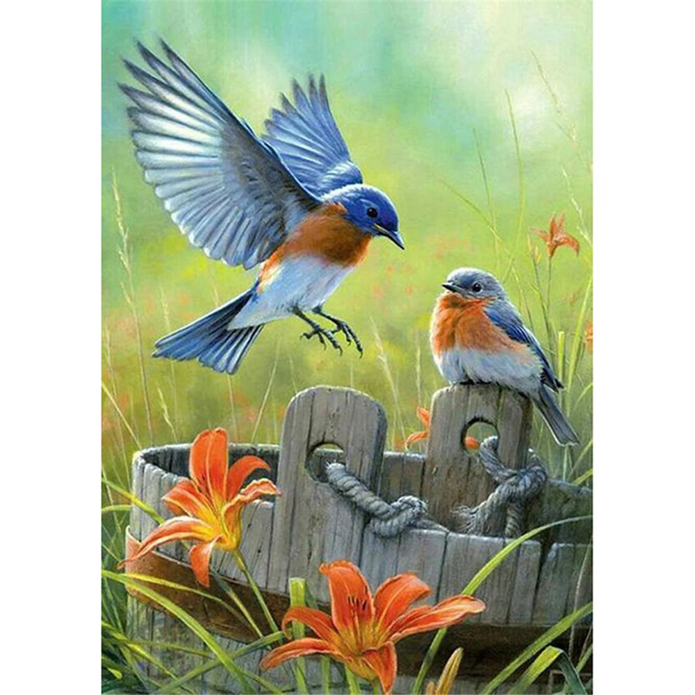 

Bird Flower Printed Canvas 11CT Cross-Stitch Kit DIY Embroidery DMC Threads Handiwork Handmade Sewing Hobby Gift Design