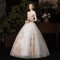 floor length a line wedding dress off shoulder elegant fresh bandage design lace appliques long bride formal gown
