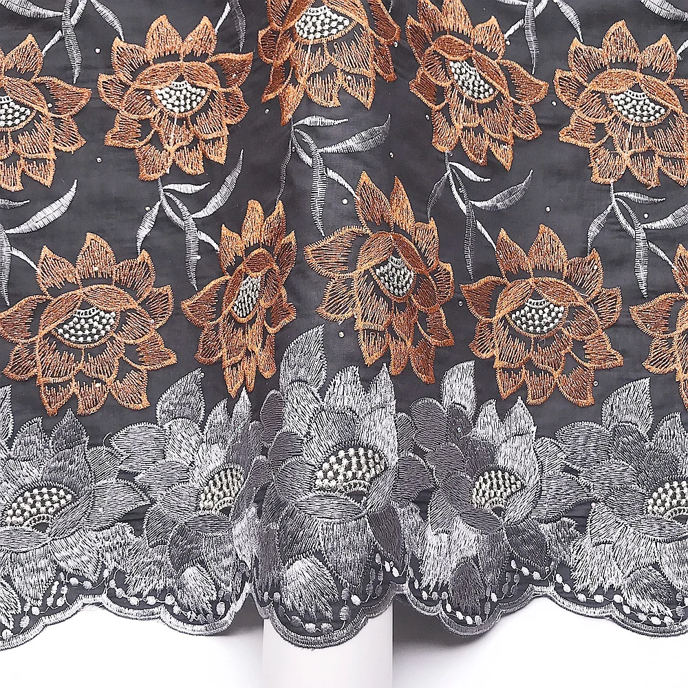 

Embroidered 2022 African Swiss Voile Lace with Stones 5 Yards Nigerian Lace Fabric 2021 High Quality Blue Dry Cotton Lace Fabric