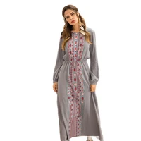 elegant long print black gray islamic clothing dubai abaya kaftan formal royal blue muslim evening party dress summer dress maxi