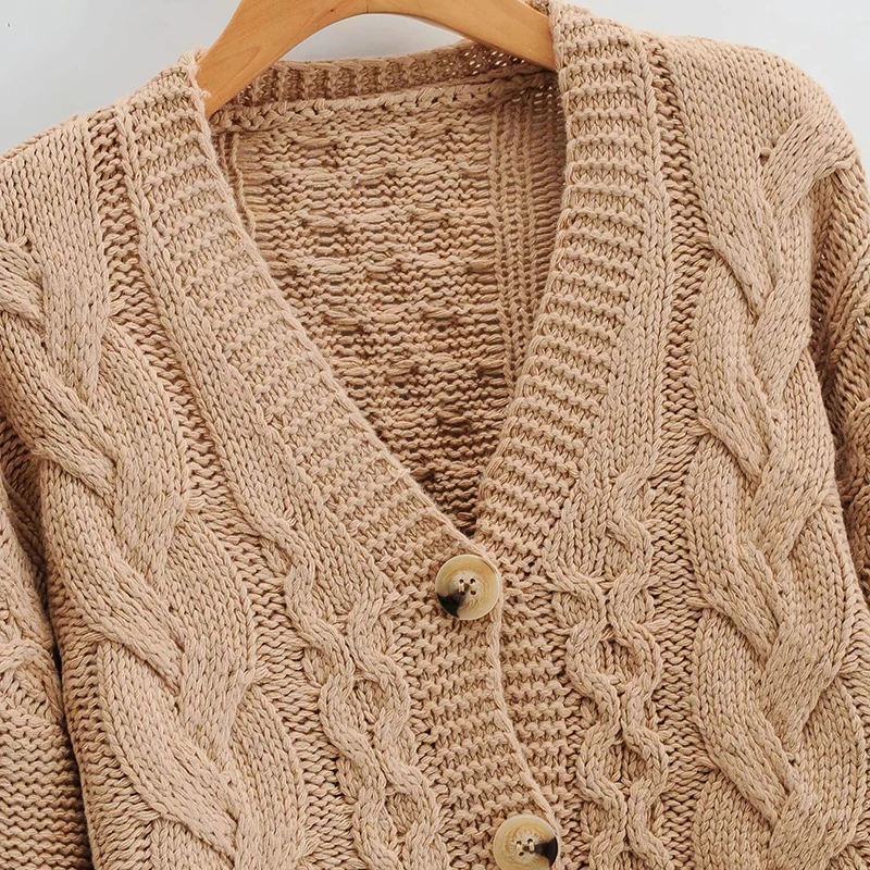 Кардиган женский вязаный с V-образным вырезом рукавами-фонариками - купить по