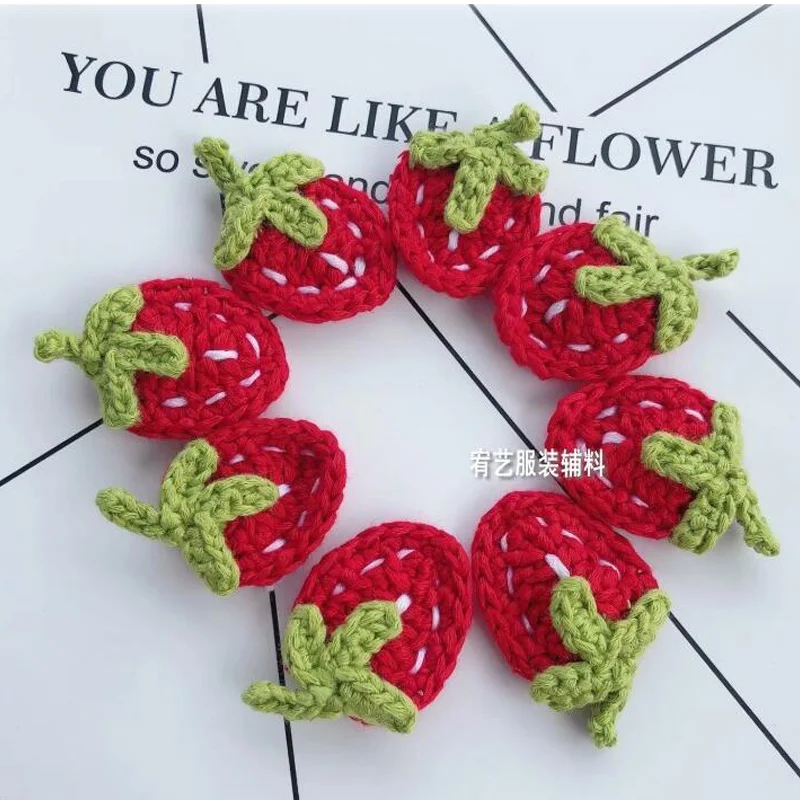 50 шт./лот разноцветная хлопковая вязаная крючком клубника ручной работы ткань