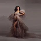 Сексуальные Длинные платья для беременных для фотосъемки Пышное Платье с открытыми плечами из фатина высокого качества открытое переднее платье для беременных на заказ