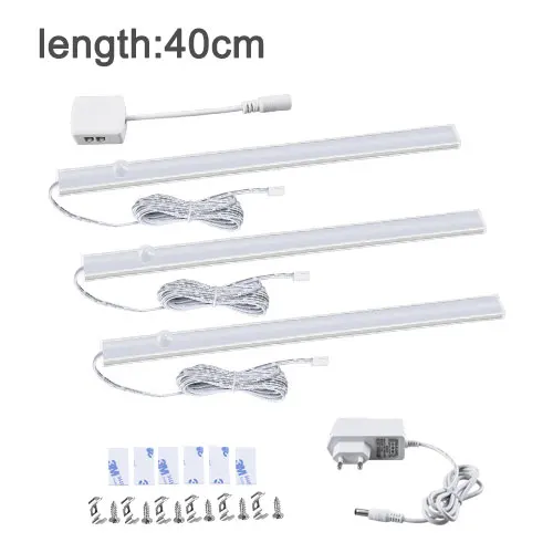 3x40cm with power Светодиодный светильник с датчиком движения PIR, светильник для кухонного шкафа, прикроватная лампа для спальни, светодиодный светильник, декоративный, для общежития, на холодильник, светодиодный, Домашний Светильник ing - Цвет: 3x40cm with power