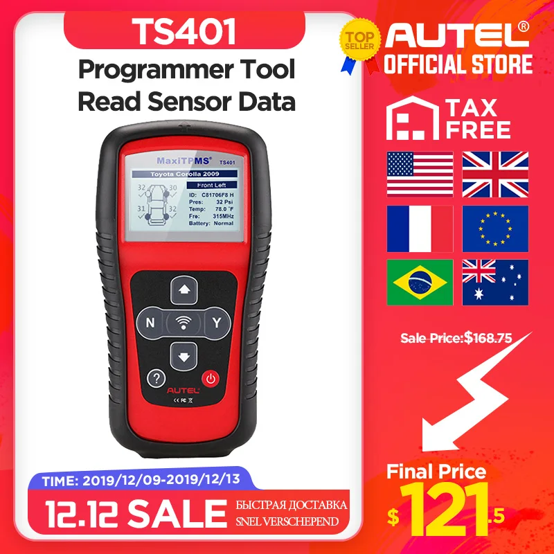 Autel MaxiTPMS TS401 система контроля давления в шинах OBD2 TPMS диагностический сканер инструмент активировать 315 433 МГц Программирование датчика