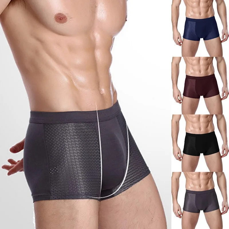 

4pcs/Lot Men's Panties Male Underpants Man Pack Shorts Boxers Underwear Slip Homme Calzoncillos Bamboo Hole Breathable Panties