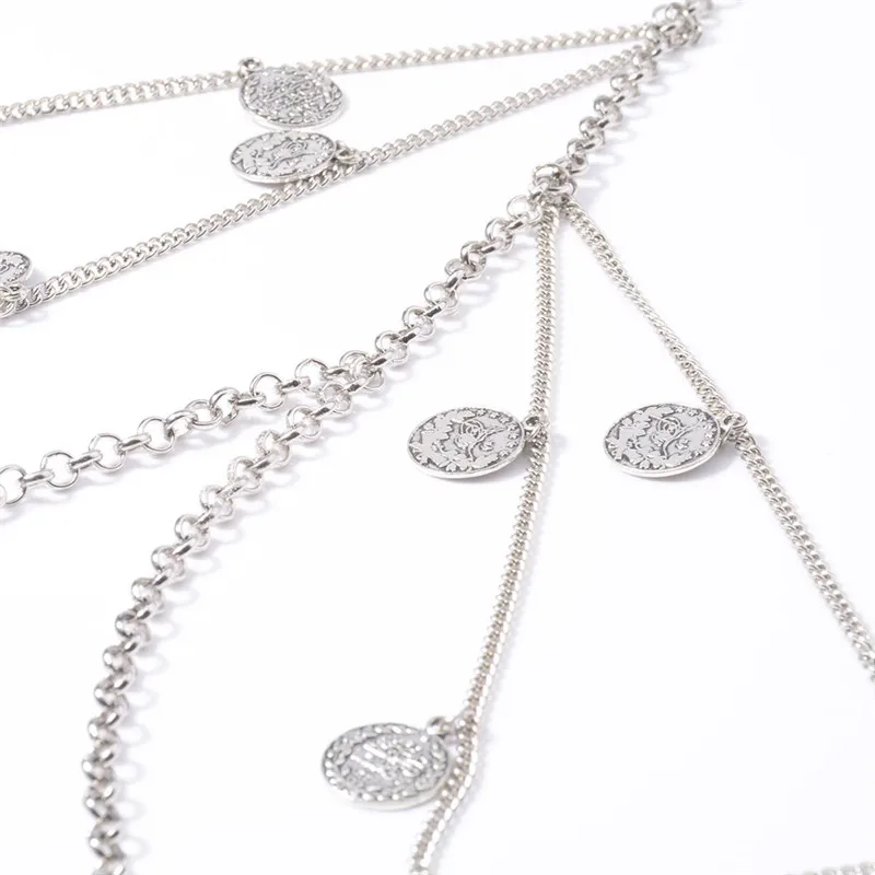 Летние женские Сандалеты с перепонкой на лодыжке пляж Многослойные цепочка ногу