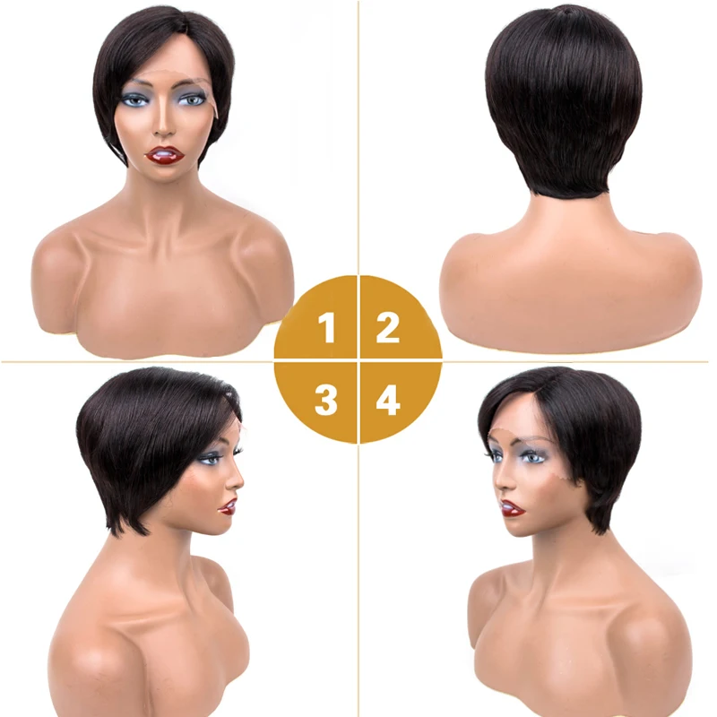 Женские парики из натуральных волос на сетке для черных женщин L-образной формы