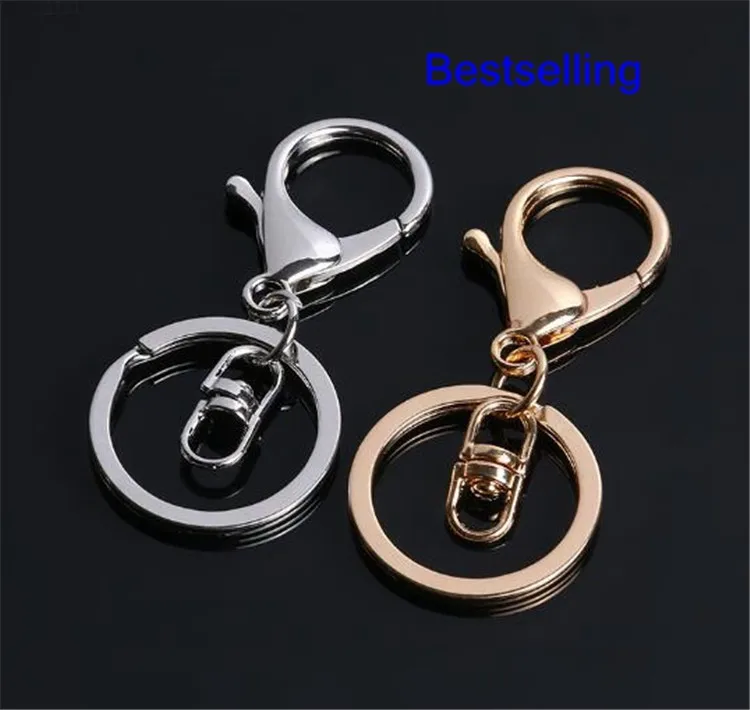 

DHLfree 500pcs 30mm 2colors Key Chains Key Rings Round gold silver color Lobster Clasp Keychain