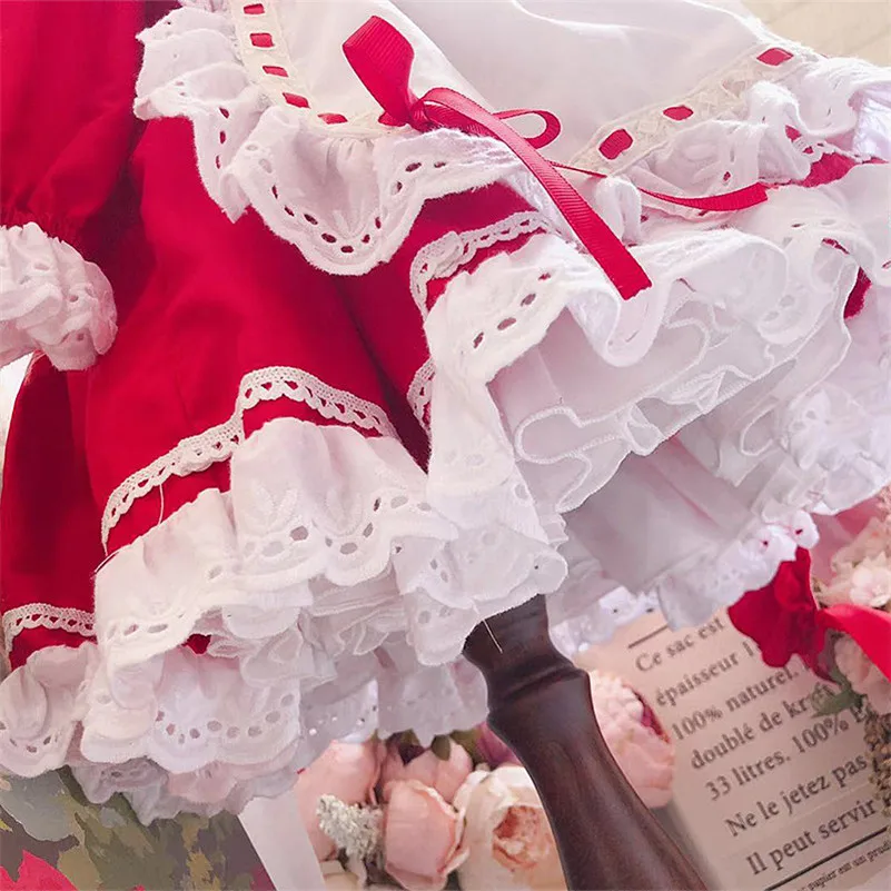 Осенне-зимняя одежда для маленьких девочек в стиле спанис красное винтажное