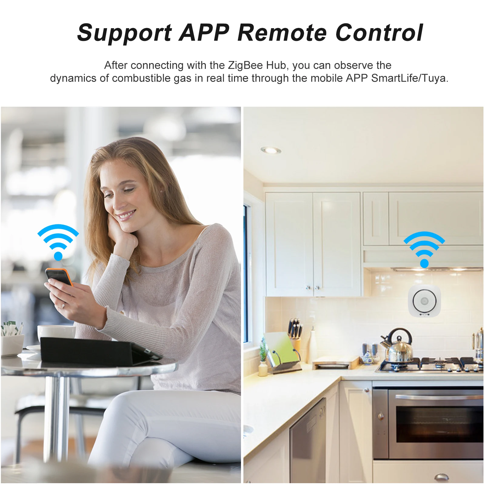 ZigBee Tuya детектор газа горючий газ природный CH4 утечки Сигнализация приложение