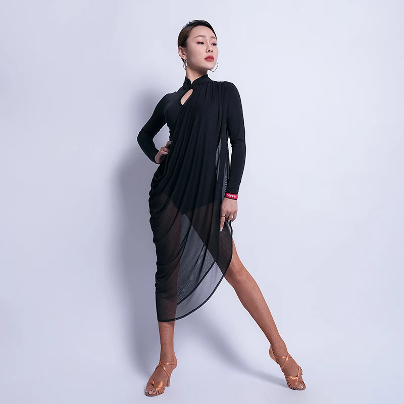 Пикантные латинские платья женские V воротник Танго ча Самба практические