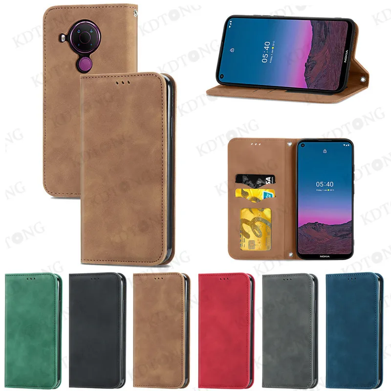 

Magnetic Luxury Retro Leather Case For Nokia 3.4 Simple Fashion Invisible Kickstand With Card Pocket Phone Cases