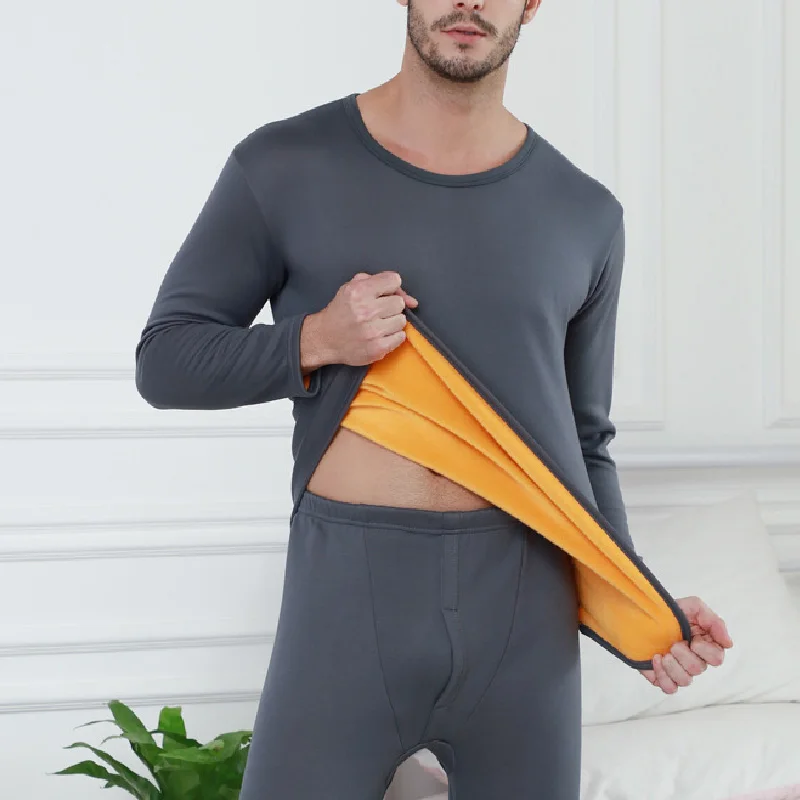 Мужское зимнее бархатное плотное термобелье теплая многослойная одежда