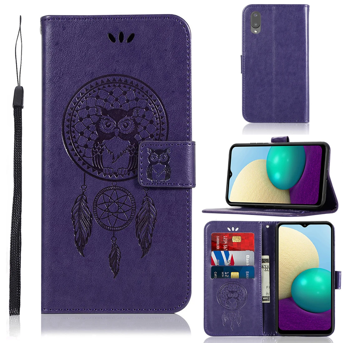 

Phone Bag Case For Samsung A02 Cover TPU Owl Flip Leather Wallet Case For Samsung Galaxy A02 Case For Samsung A02 Bag Capas 6.5"