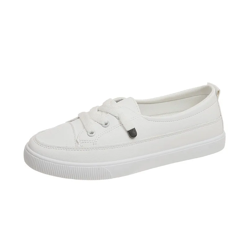

2021 New Low Platform Sneakers Women Shoes Female Pu Leather Walking Sneakers Loafers White Flat Slip On Vulcanize Casual Shoes