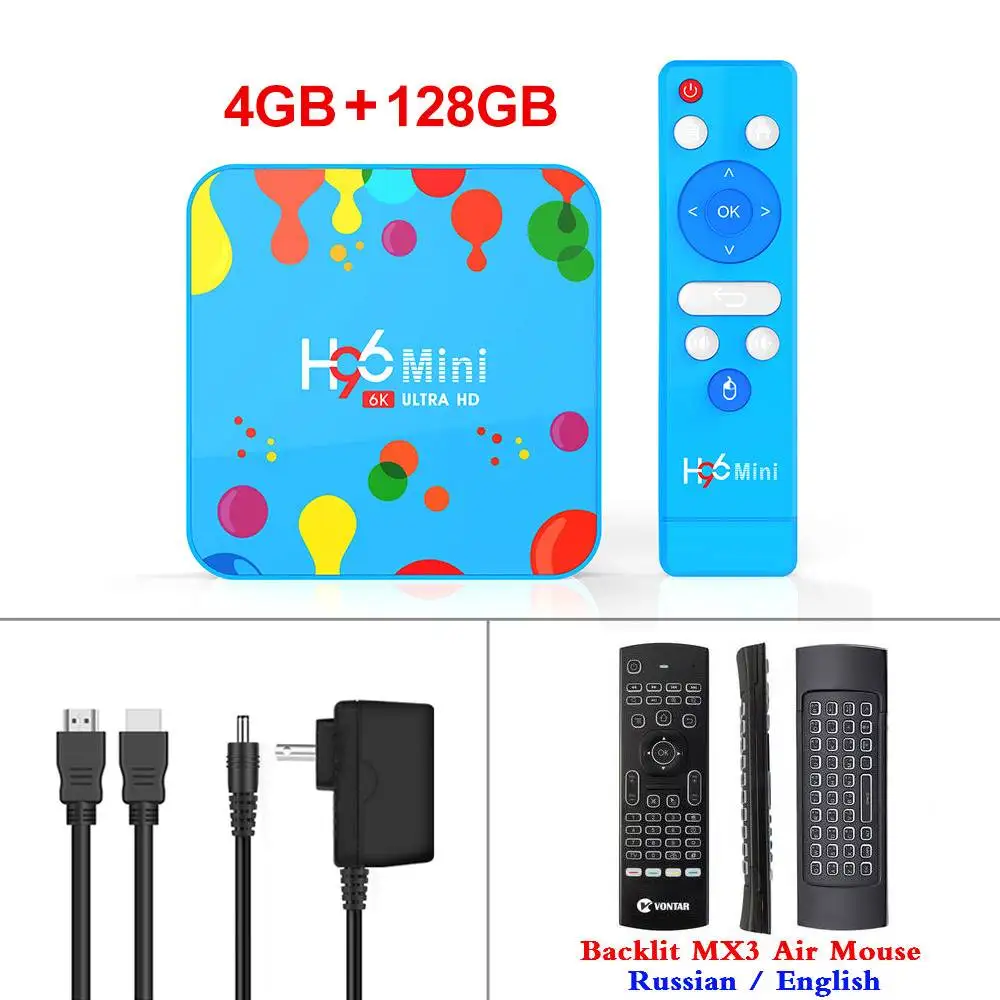 4G128G MX3 Макс 4 Гб ОЗУ 128 Гб ПЗУ 6K смарт медиаплеер Android 9,0 ТВ приставка H96 Мини Allwinner H6 четырехъядерный двойной Wifi 32G H96Mini PK X96 Max - Цвет: 4G128G MX3