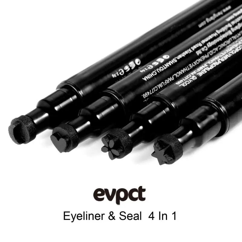 4pcs Stars Moon Love Eyeliner Double-headed Seal Liquid Set Smooth Quick Dry Long Lasting Waterproof Makeup |