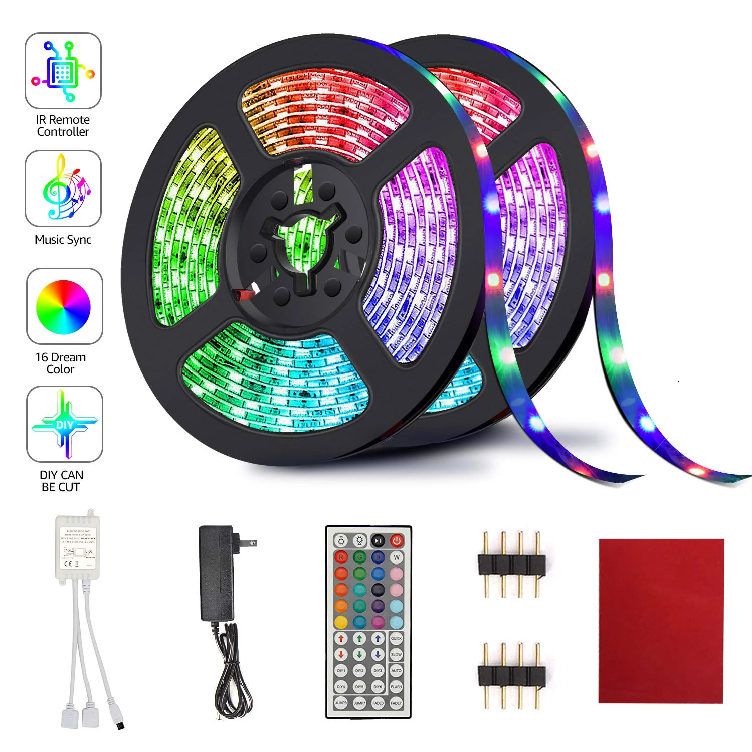 44key IR Control Binval RGB светодиодный 10 м Светодиодные полосы света музыкальной синхронизации Цвет Изменение 20/24/44-клавишным ИК-пульт дистанционного управления для дома вечерние для дома и улицы - Испускаемый цвет: 44key IR Control