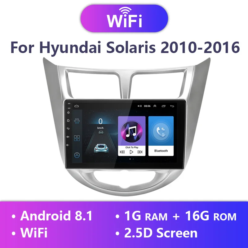WiFi Android player 9 дюймов 2G+ 32G Android 8,1 4G Автомобильный Радио Мультимедиа Видео плеер для hyundai Solaris Verna Accent i25 2010- gps Навигация DVD - Цвет: WiFi Android player