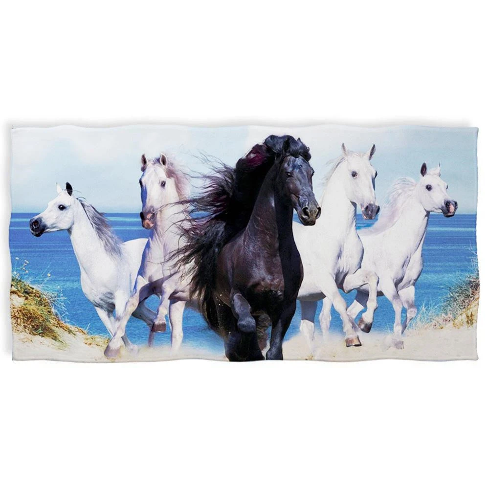 

Fashion Soft Microfiber Towel Beach Bathroom Bath Towels Running Horse Printing Animal Designs Quick Dry Swim Face Hair Toallas