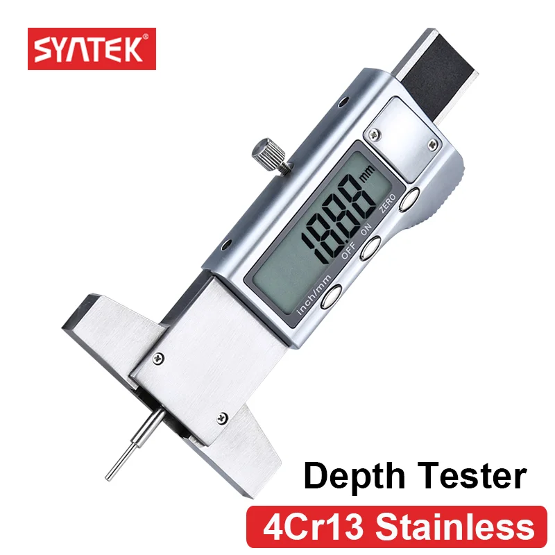 

Цифровой измеритель глубины протектора шин Syntek, измерительные инструменты из нержавеющей стали с ЖК-дисплеем, метрические/дюймовые 0-25 мм