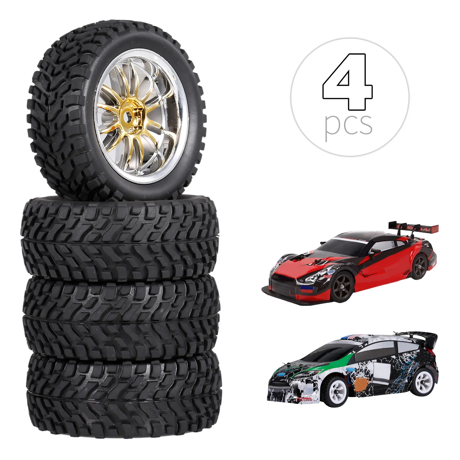 

4PCS 1/10 Rubber Tire RC Racing Car Tires For HSP Redcat Traxxas Tamiya HPI RC Car Part Diameter 75mm Tires RC Car Parts