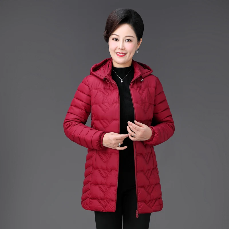 

Women's Padded Jacket Winter Jackets Mid-Long Hooded Warm Down Cotton Overcoat Parkas Plus Size 5XL