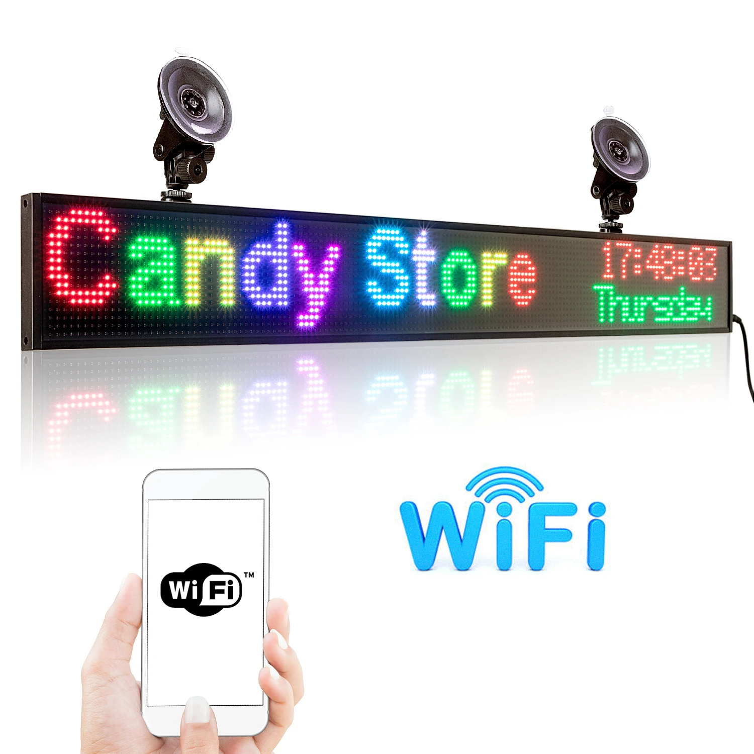 12V 82 см Автомобильный светодиодный Дисплей знак P5 Wi-Fi RGB полный Цвет