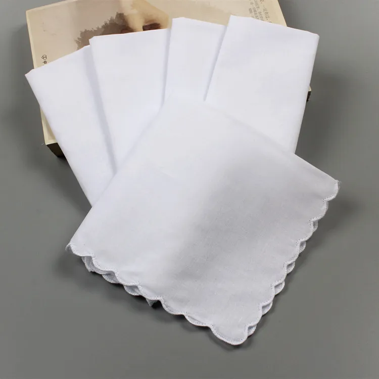 

3PCS White Cotton Handkerchief Lady Square Pocket Women Handkerchief Towels 28cm Novelty Wedding Gift Party Dining Table hanky