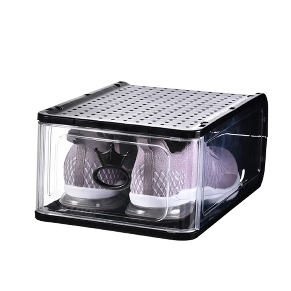 

5Pcs Clear Stackable Shoes Box Thickened Dustproof Plastic Clamshell Drawer Type Shoe Storage Box Organizer