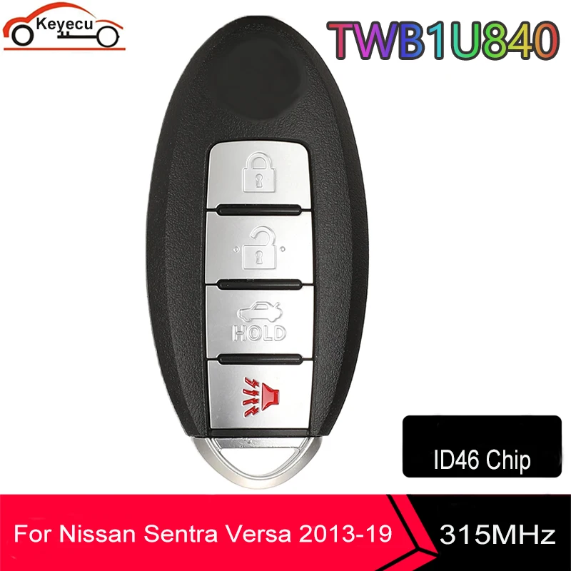 KEYECU CWTWB1U840 Smart Remote Key Fob 4 Buttons 315MHz for Nissan Sentra Versa  Leaf 2013 2014 2015 2016 2017 2018 19 TWB1U840