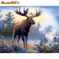 ruopoty deer animals frame diy painting by numbers kits handpainted oil painting coloring by number for wall art picture