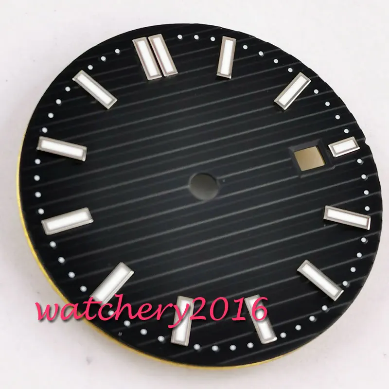 Black Dial 31,7 мм часы стерильные циферблат подходит 2836 2824 2813 3804 Miyota 82 движения серии - Цвет: Black Dial