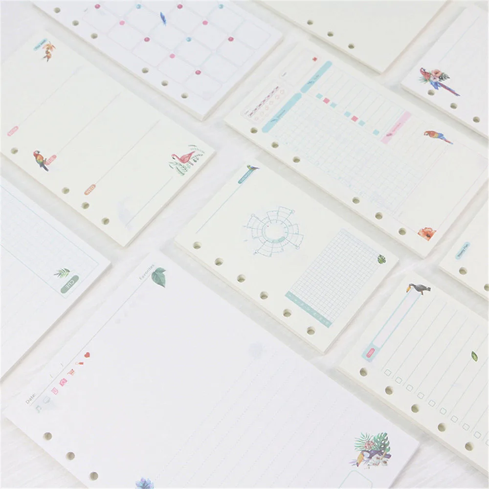 45 листов милые Мультяшные птицы блокноты заправки 6 отверстий А5 блокнот заправка