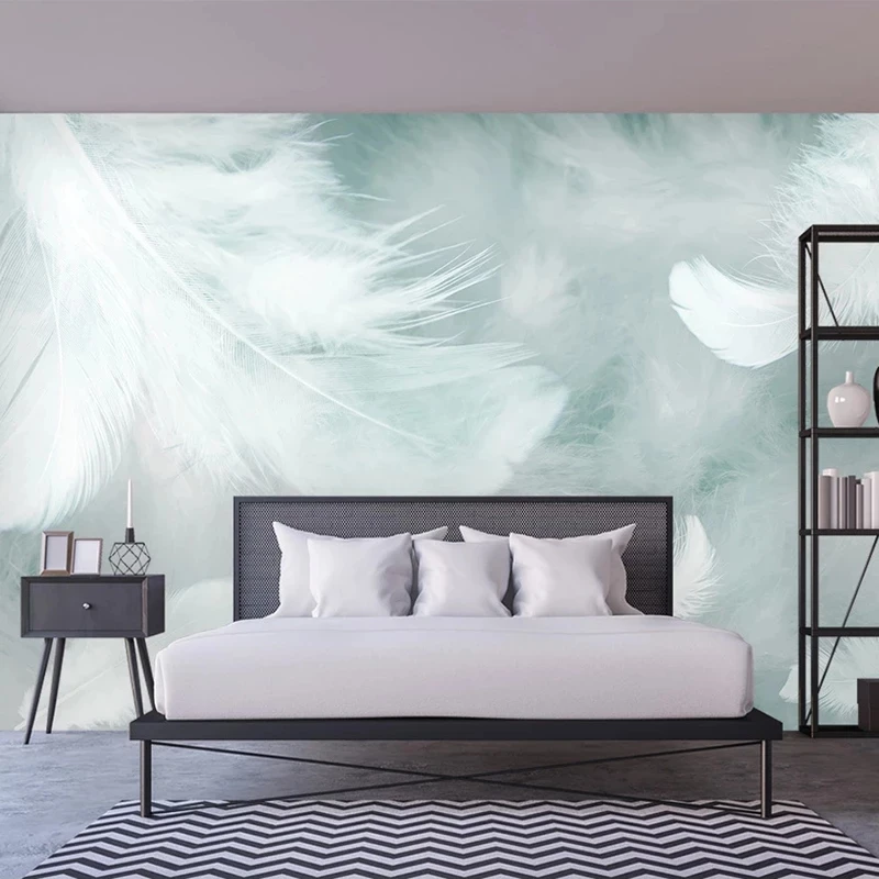 Фотообои на заказ 3D свежие акварельные перья для спальни кабинета гостиной