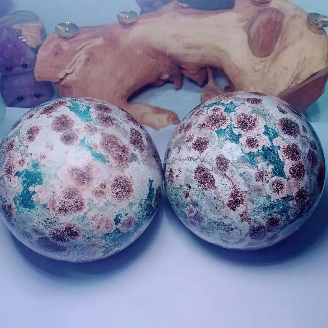 

Natural Quartz Green Cherry Agate Sphere Ball Energy Reiki Stones Room Home Office Aquarium Decoration Accessories Gemstone