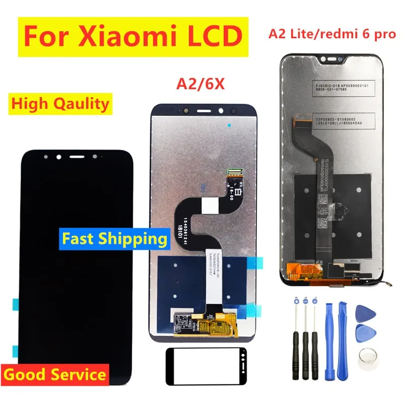 ЖК дисплей с тачскрином в сборе для Xiaomi Mi A2 / Lite запасные части 6X бесплатные