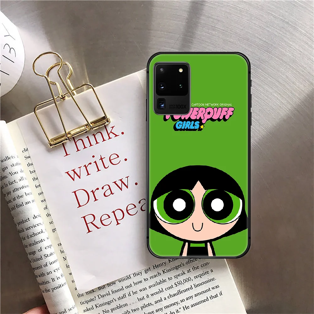 

Power Cute Puff Girl Phone Case Cover For Samsung Galaxy Note S 7 8 9 10 10E 20 Plus Lite Uitra Black Funda Cover 3D Black Black