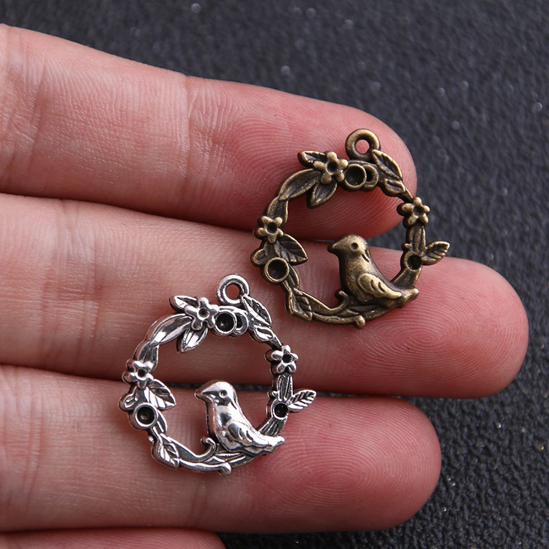 Подвески в виде птиц из античного бронзового металлического сплава 8 шт./лот 20*21