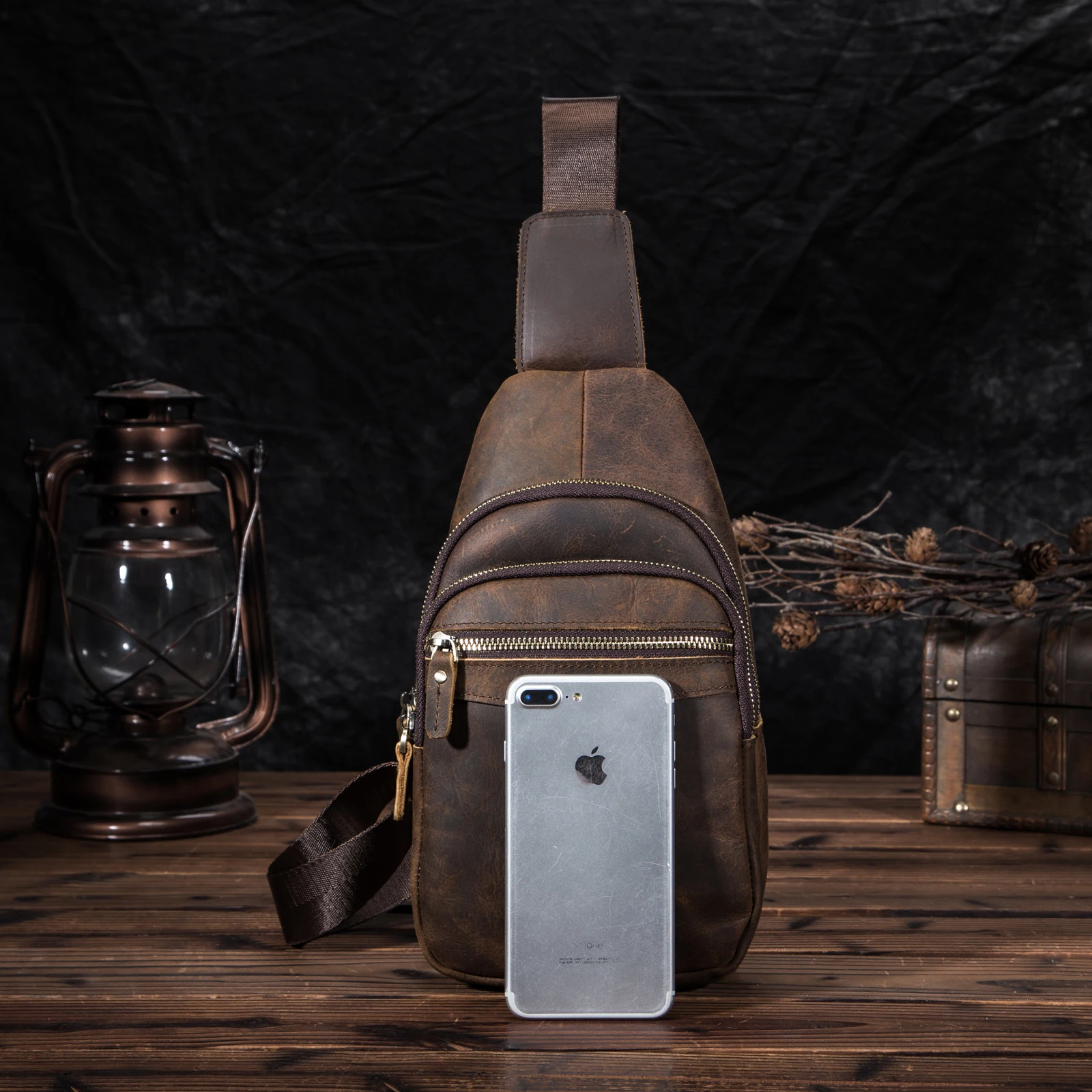 Повседневная модная нагрудная мужская сумка-слинг черная дизайнерская сумочка